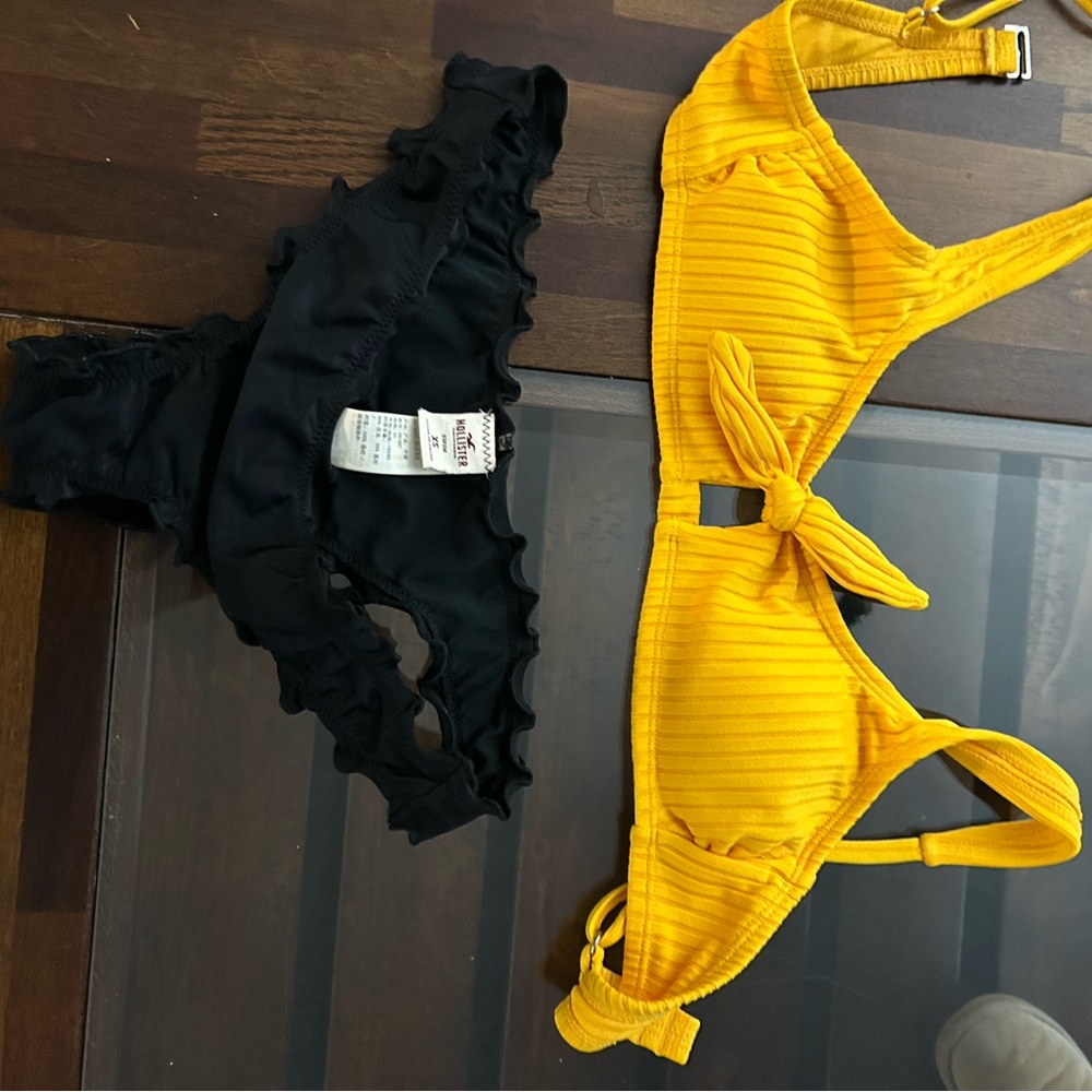 Hollister Mustard and Black Bikini Set.  Top is a M from Target - Picture 2 of 4
